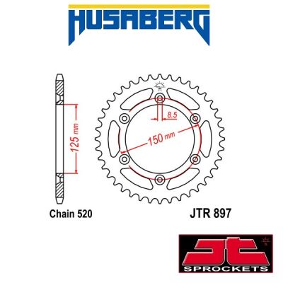 JT SPROCKETS STALEN ACHTERTANDWIEL - HUSABERG