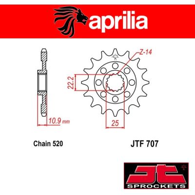 JT SPROCKETS STALEN VOORTANDWIEL - APRILIA 