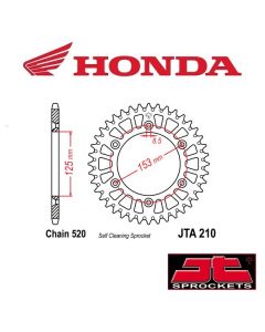 JT SPROCKETS ALUMINIUM ACHTERTANDWIEL - HONDA