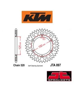 JT SPROCKETS ALUMINIUM ACHTERTANDWIEL - KTM