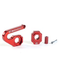 GECO AXLE BLOCKS + CALIPER HOLDER - RED YAMAHA/FANTIC