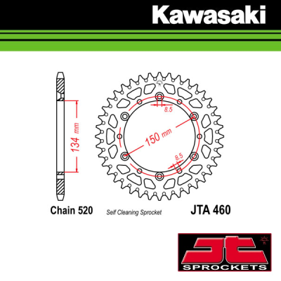 JT SPROCKETS ALUMINIUM ACHTERTANDWIEL - KAWASAKI