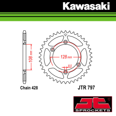 JT SPROCKETS STALEN ACHTERTANDWIEL - KAWASAKI